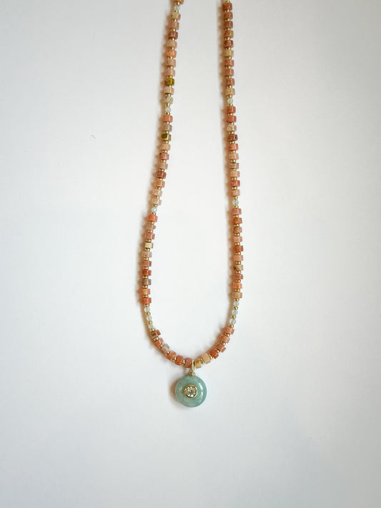 Strawberry quartz and aquamarine