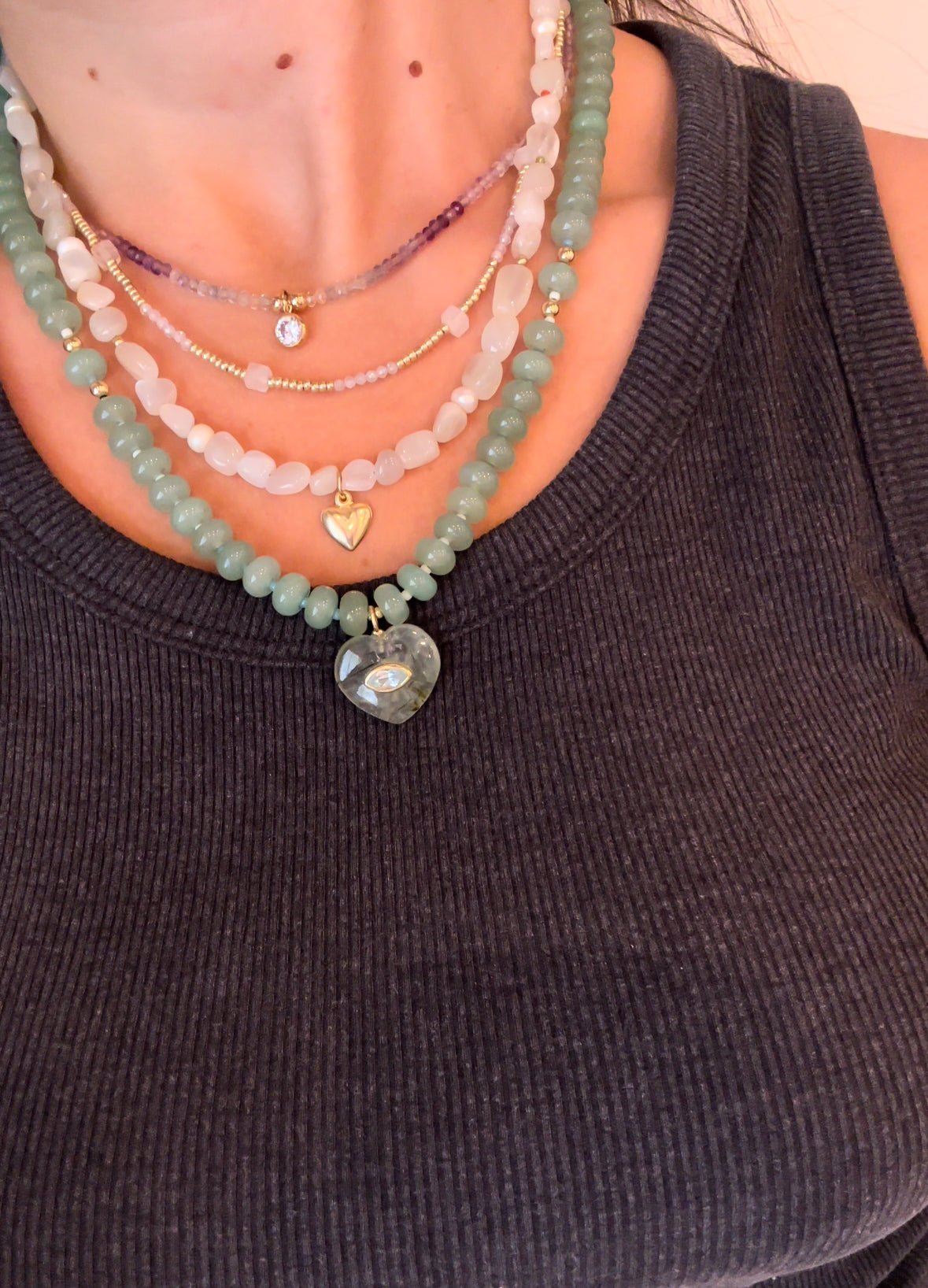 Aventurine with prehnite heart
