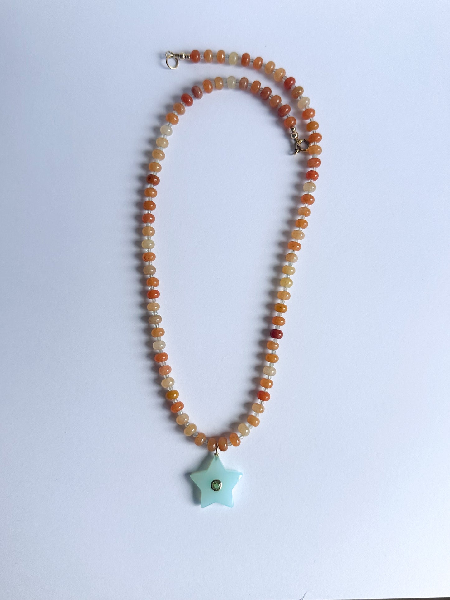 Red Aventurine with Chalendony Star Pendant