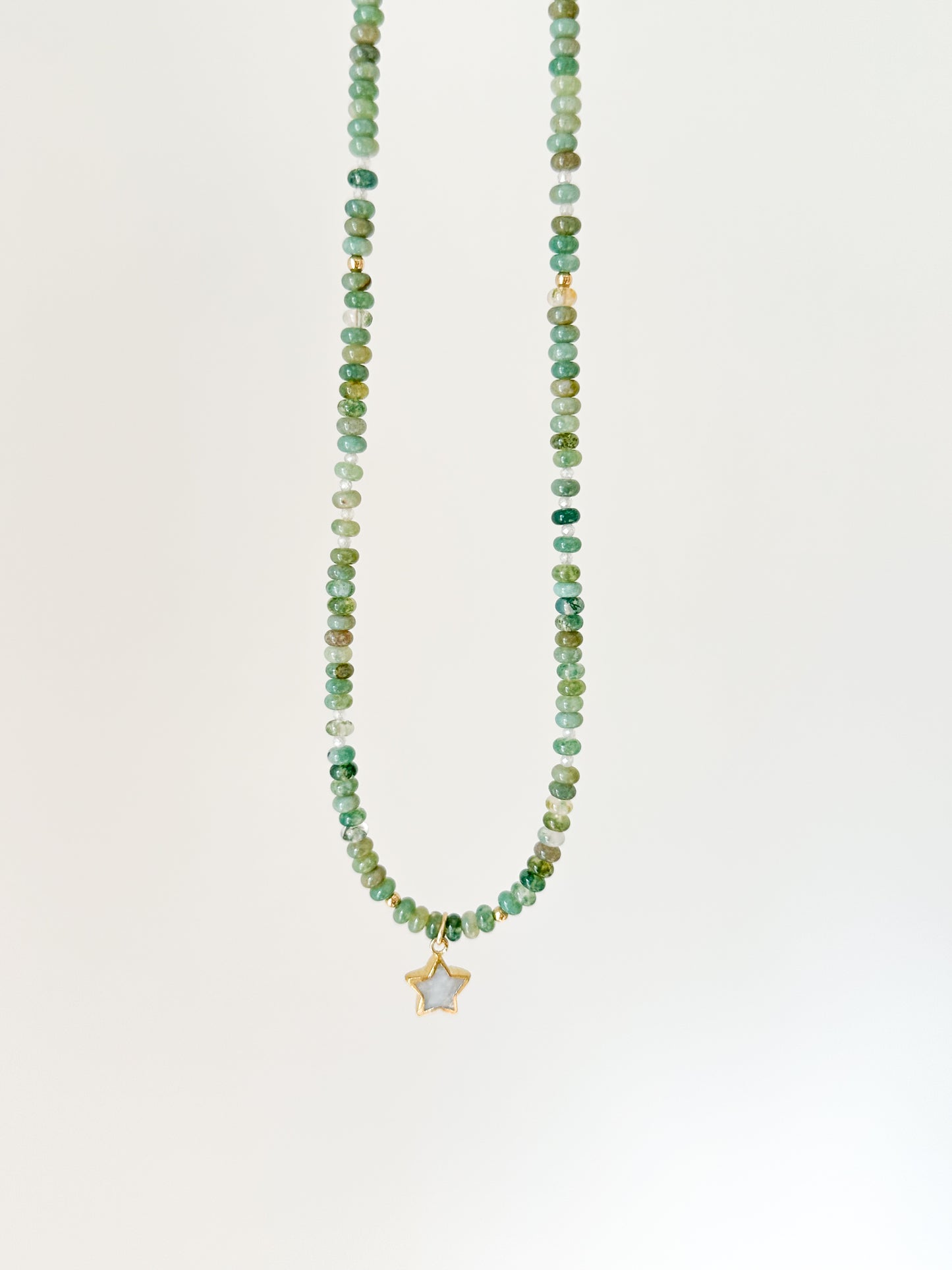 Moss Agate with Star Charm