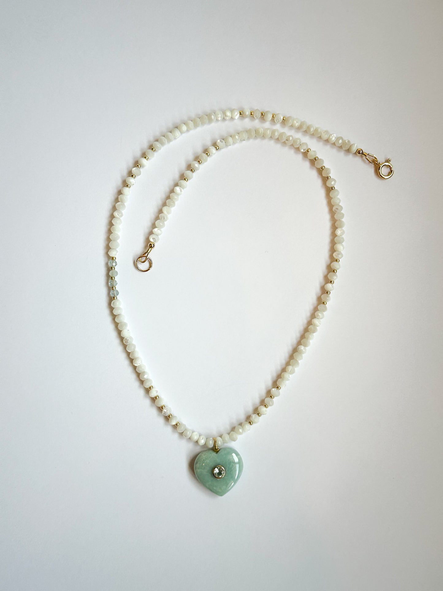 Aquamarine heart and moonstone