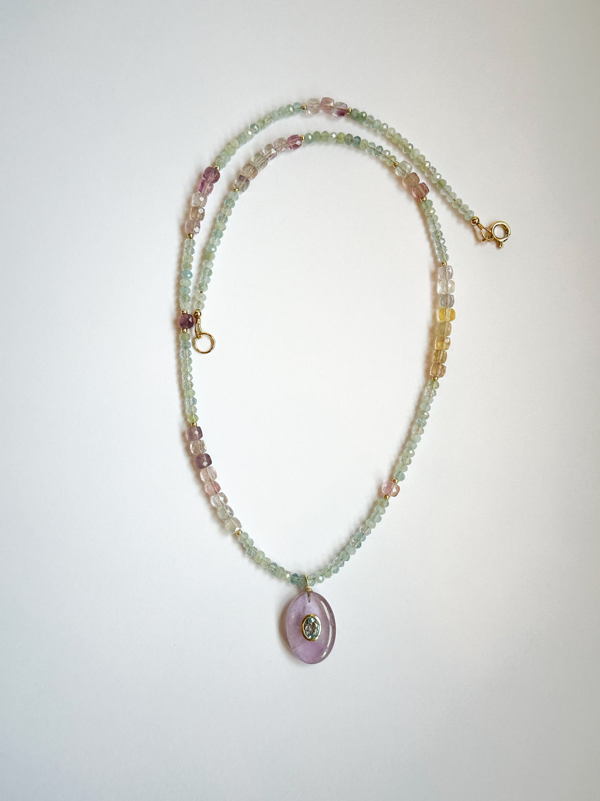 Amethyst and Aquamarine Mixed Gem Necklace