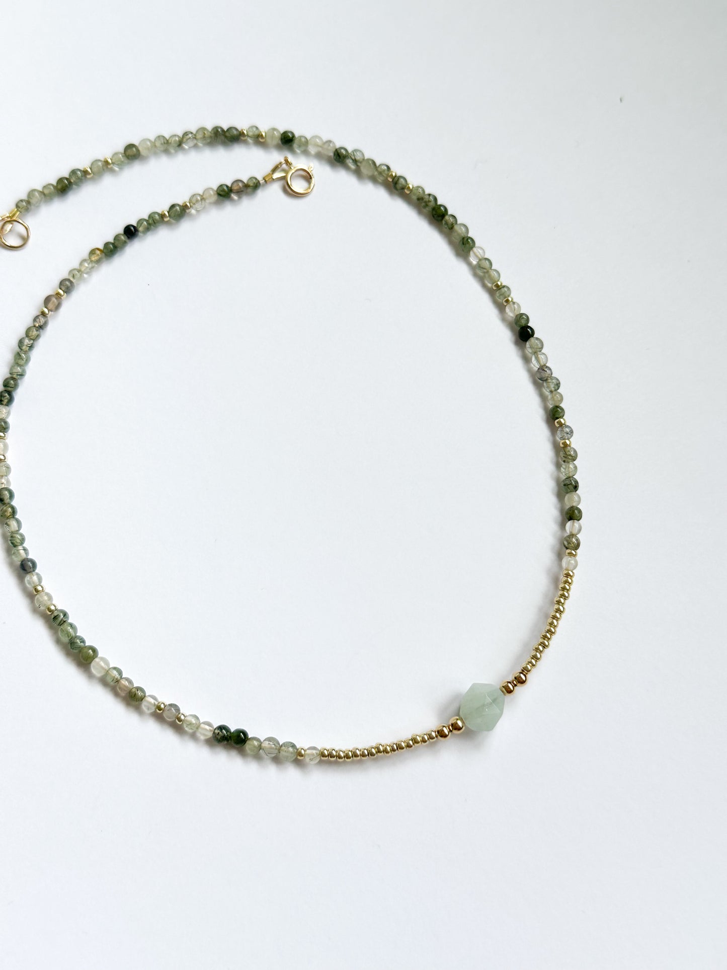 Green Quartz with Aquamarine Pendant