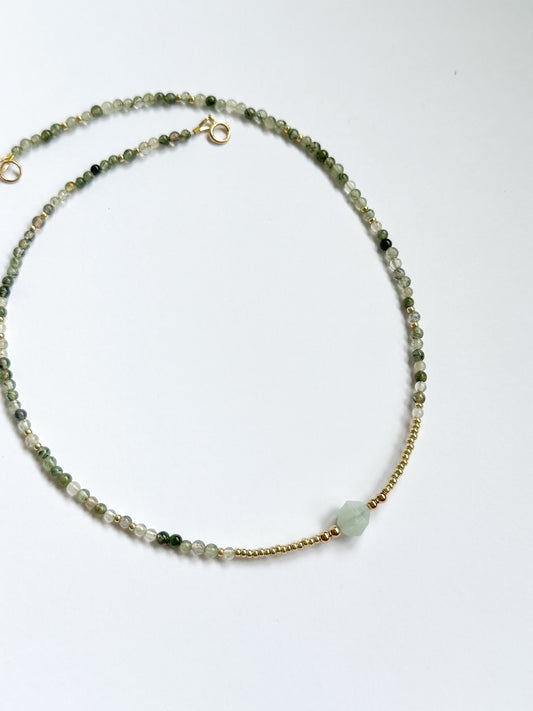 Green Quartz with Aquamarine Pendant
