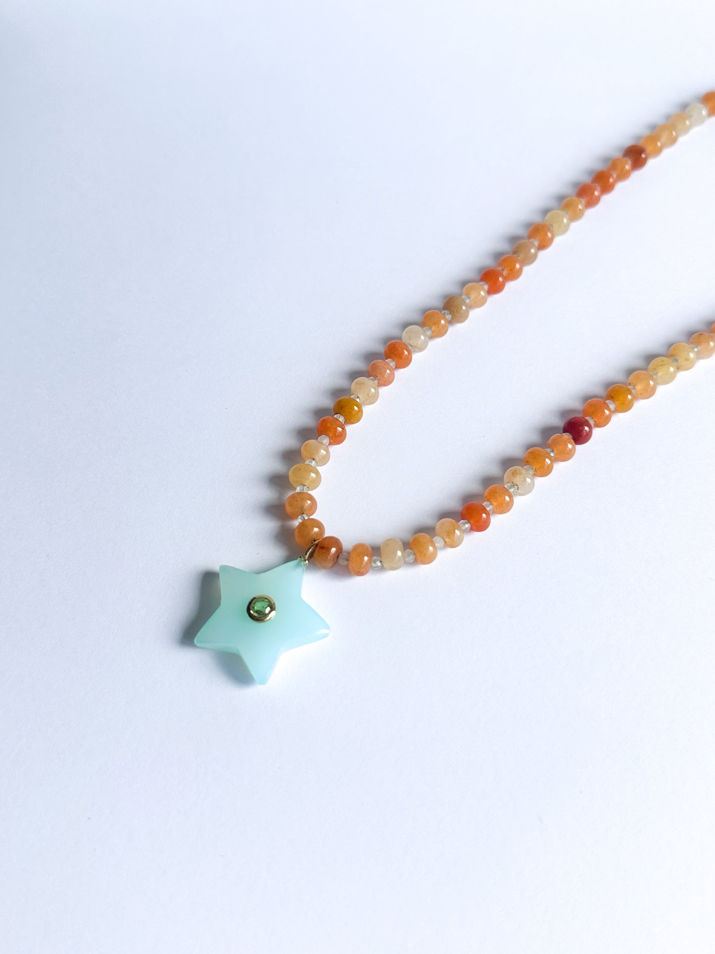 Red Aventurine with Chalendony Star Pendant