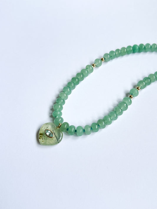 Aventurine with prehnite heart