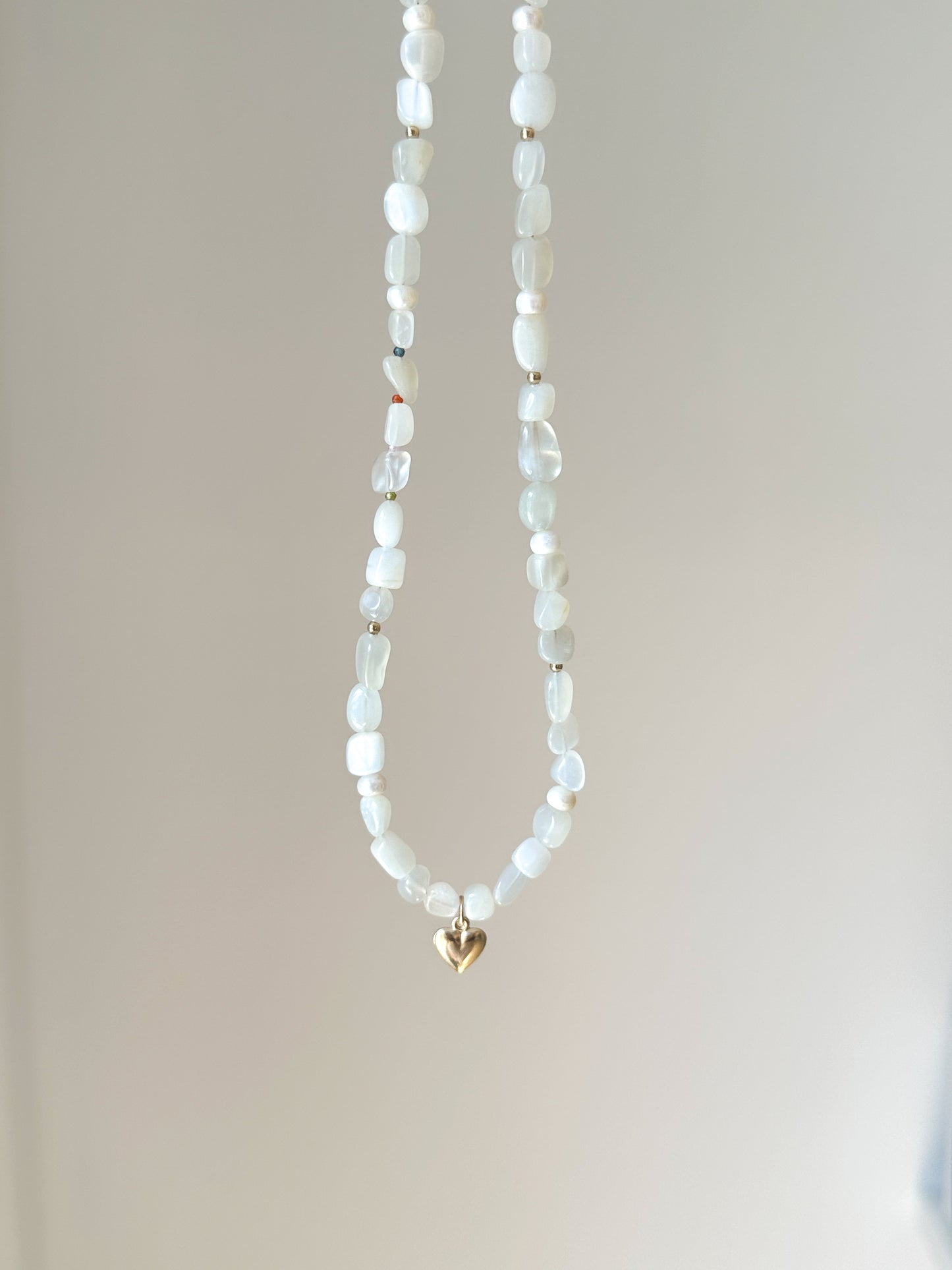 Moonstone Pebbles with Heart Charm