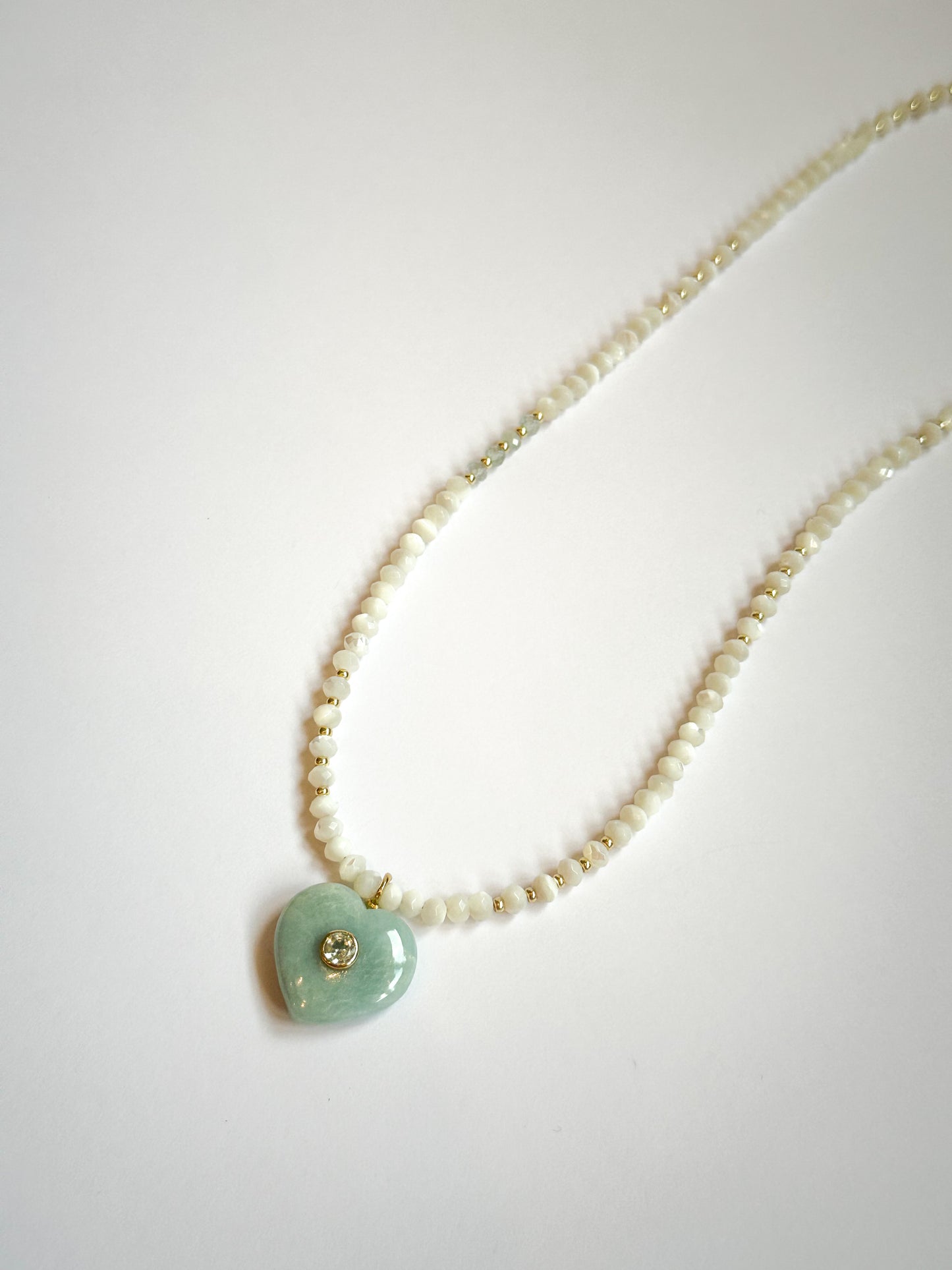 Aquamarine heart and moonstone