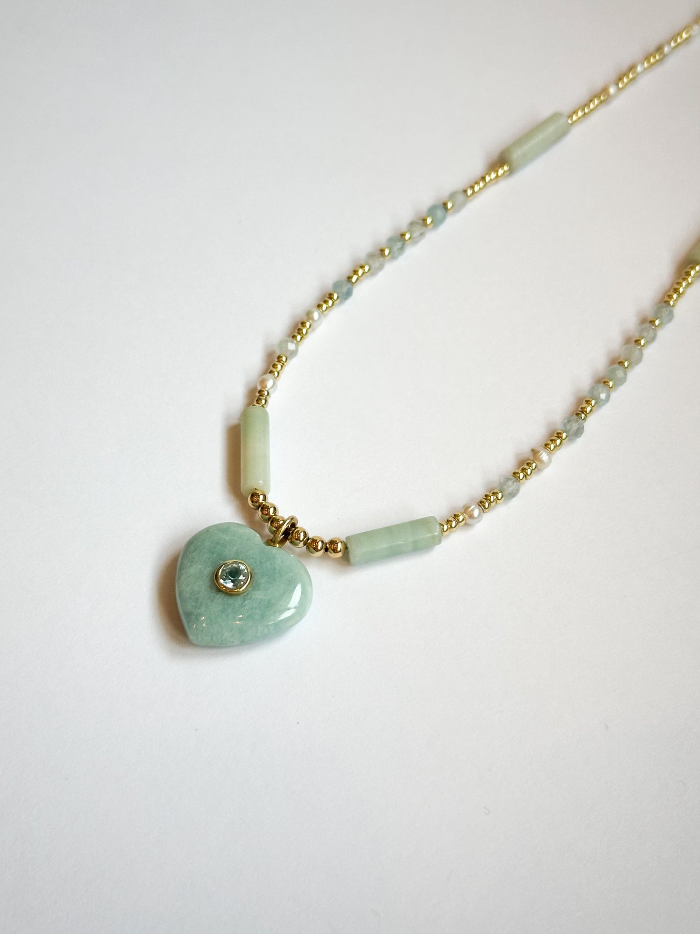 Aquamarine Heart with Mixed Gems