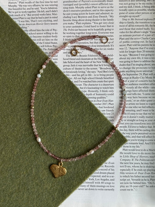 Handmade Charm, Strawberry Quartz Necklace