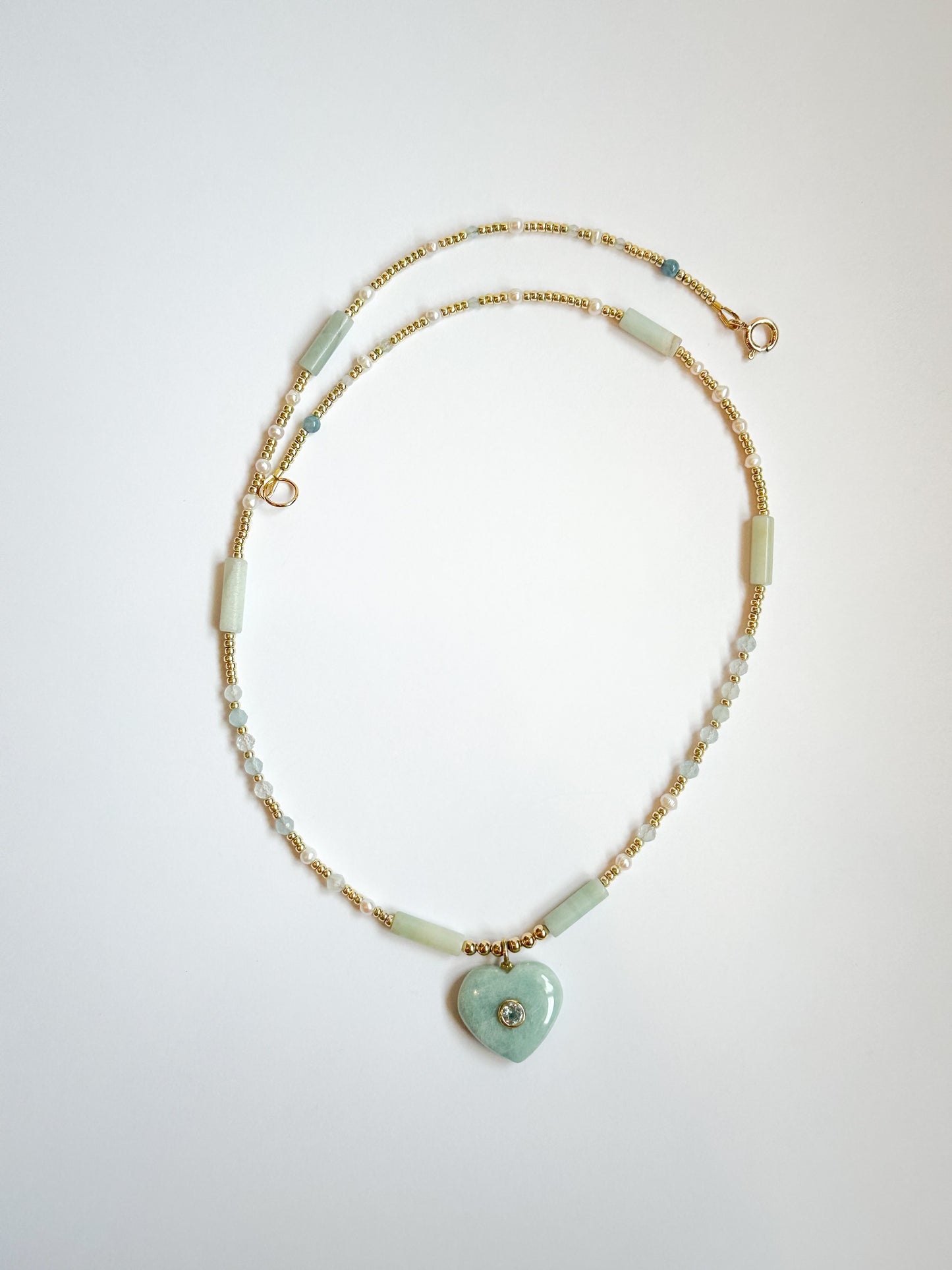 Aquamarine Heart with Mixed Gems