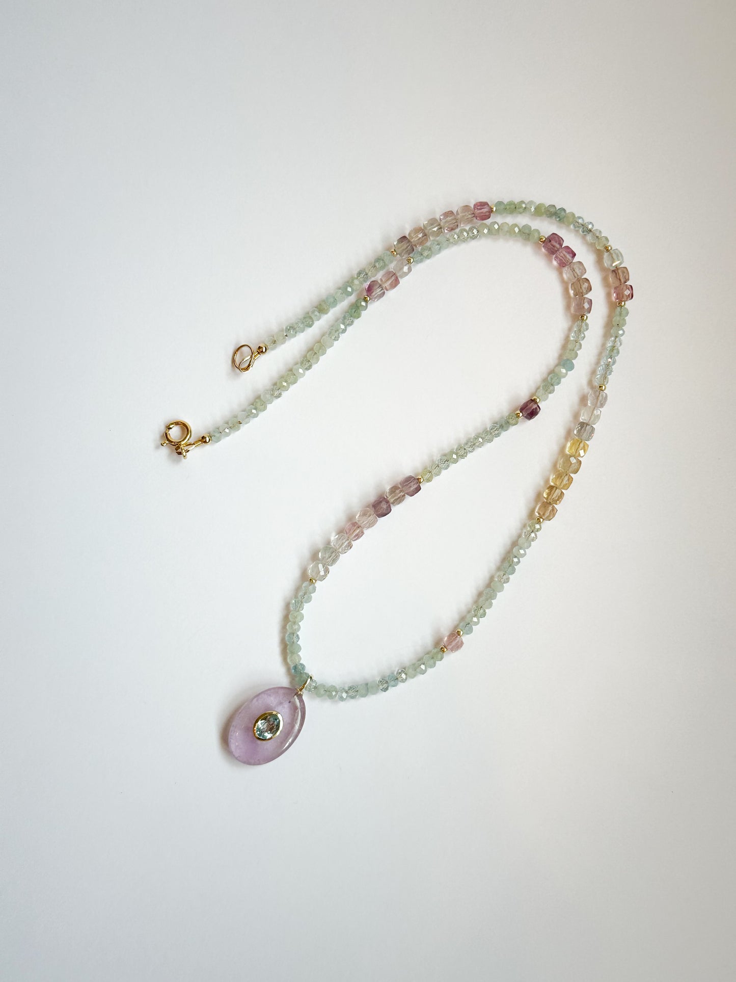 Amethyst and Aquamarine Mixed Gem Necklace