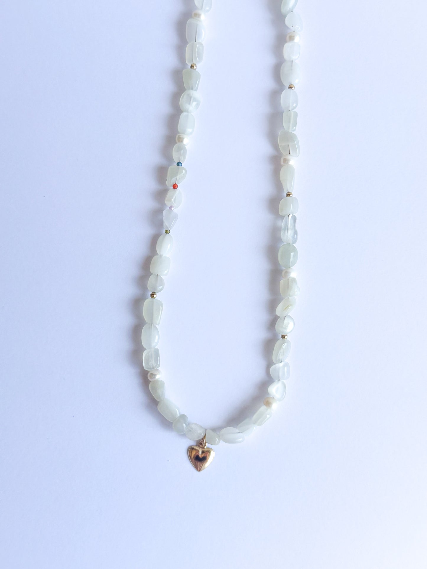 Moonstone Pebbles with Heart Charm