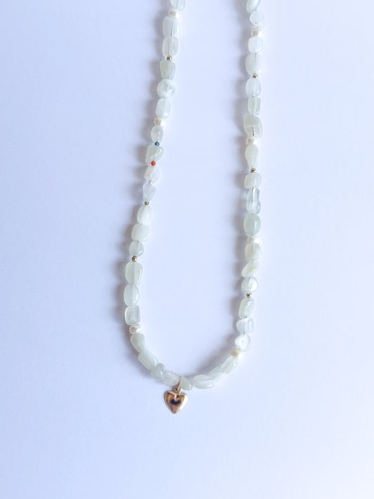 Moonstone Pebbles with Heart Charm