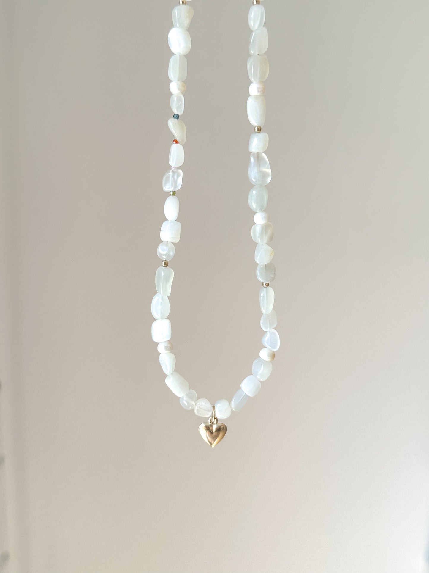 Moonstone Pebbles with Heart Charm