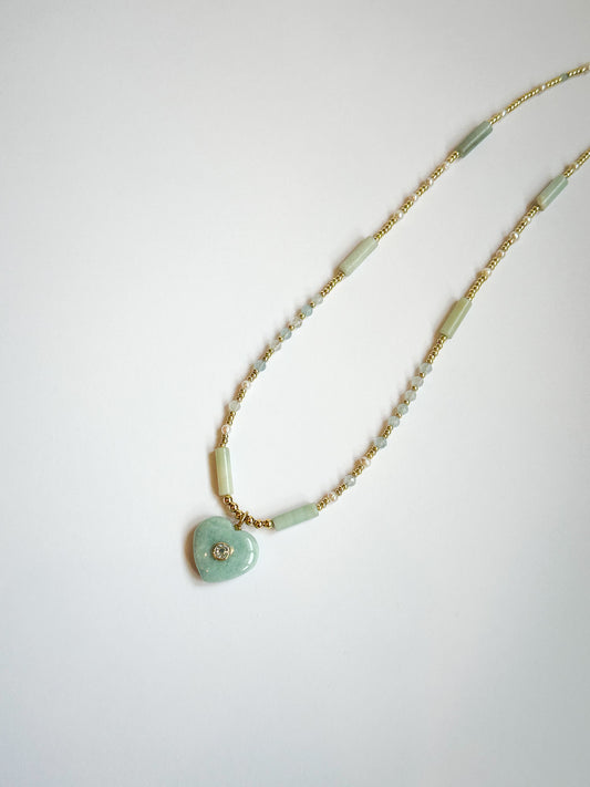Aquamarine Heart with Mixed Gems