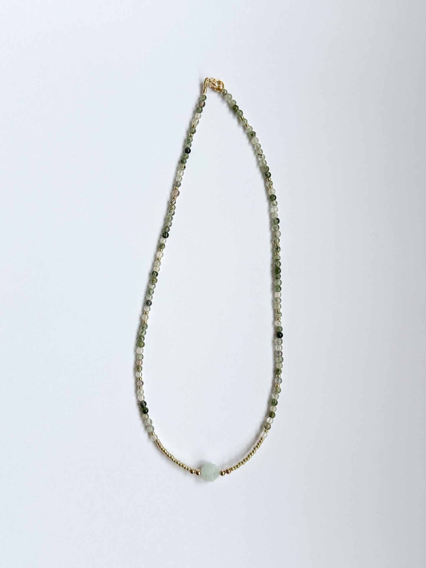 Green Quartz with Aquamarine Pendant