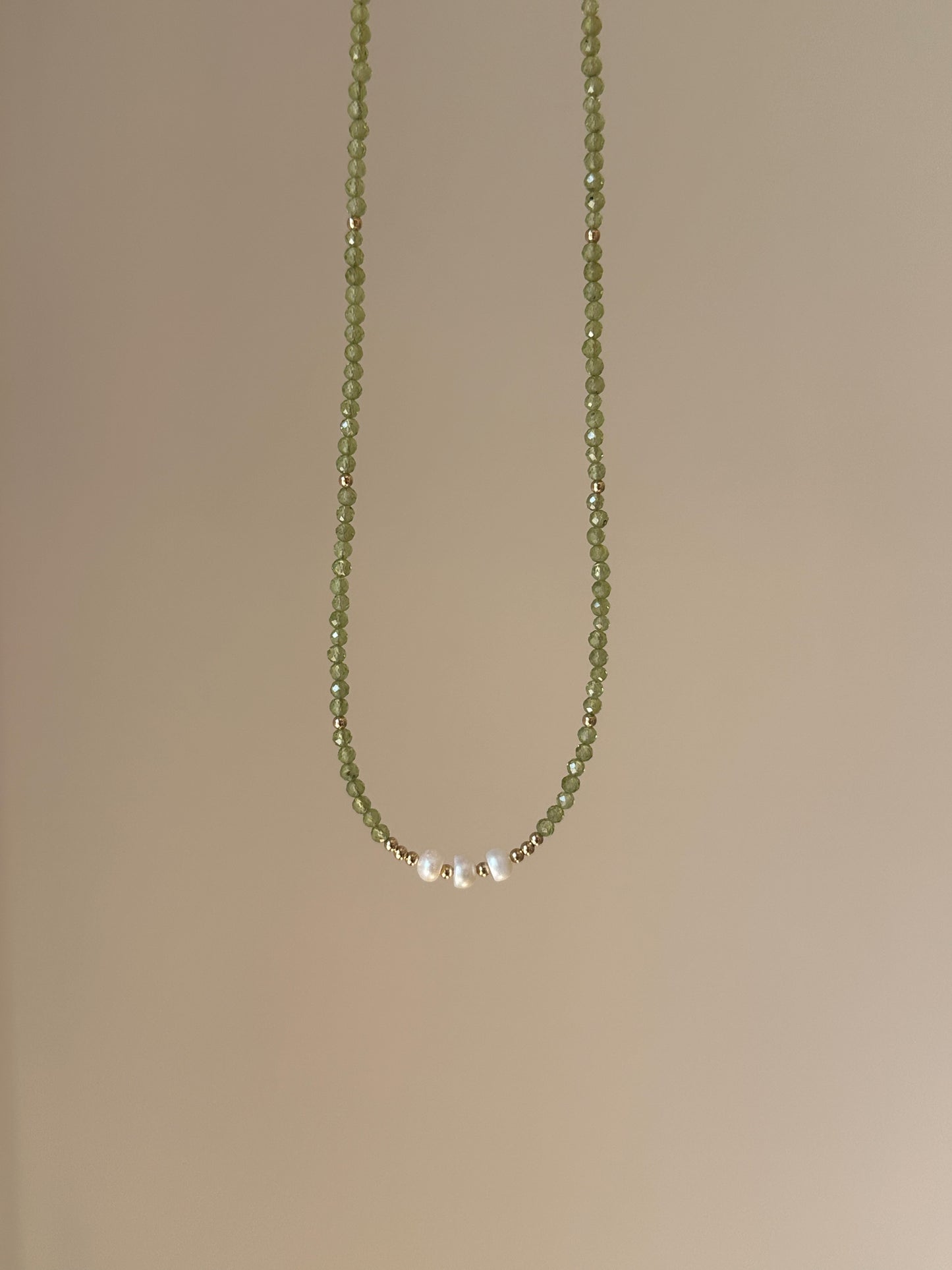 Peridot with Triple Pearls