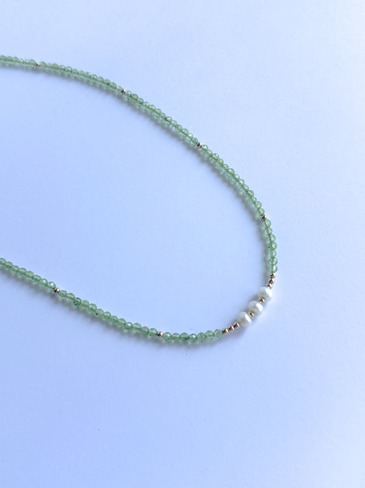 Peridot with Triple Pearls