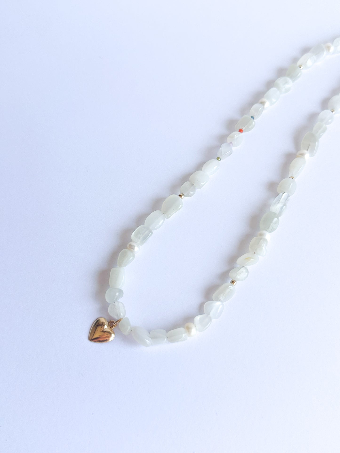 Moonstone Pebbles with Heart Charm