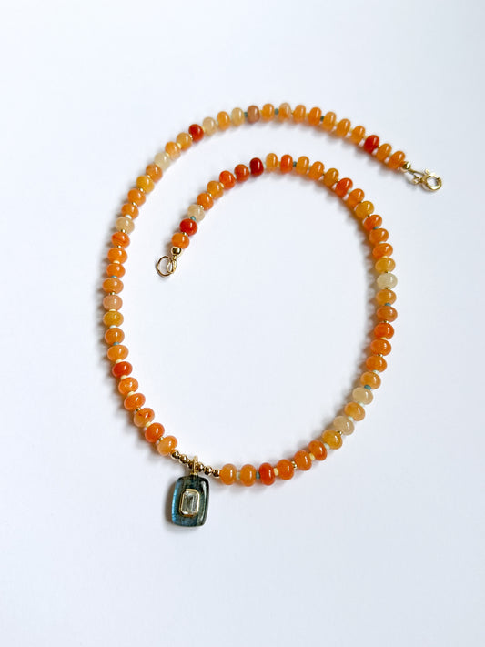 Firey Orange Aventurine with Smokey Quartz