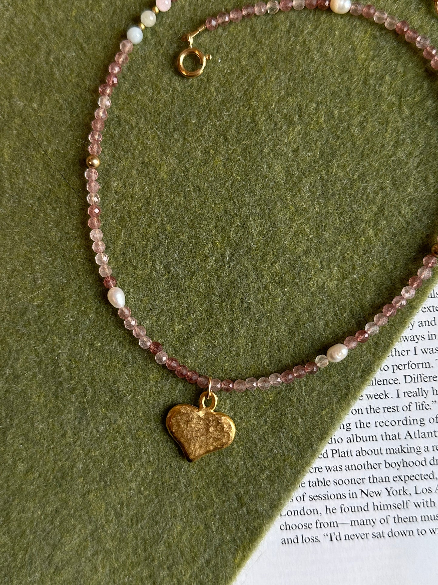 Handmade Charm, Strawberry Quartz Necklace