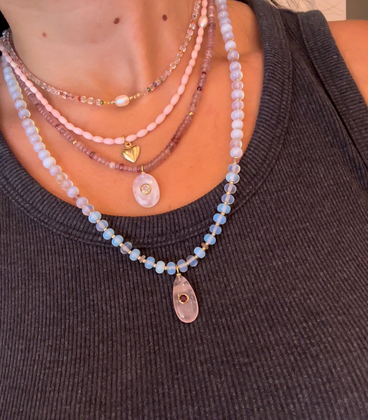 Opalite with Rose Quartz Teardrop